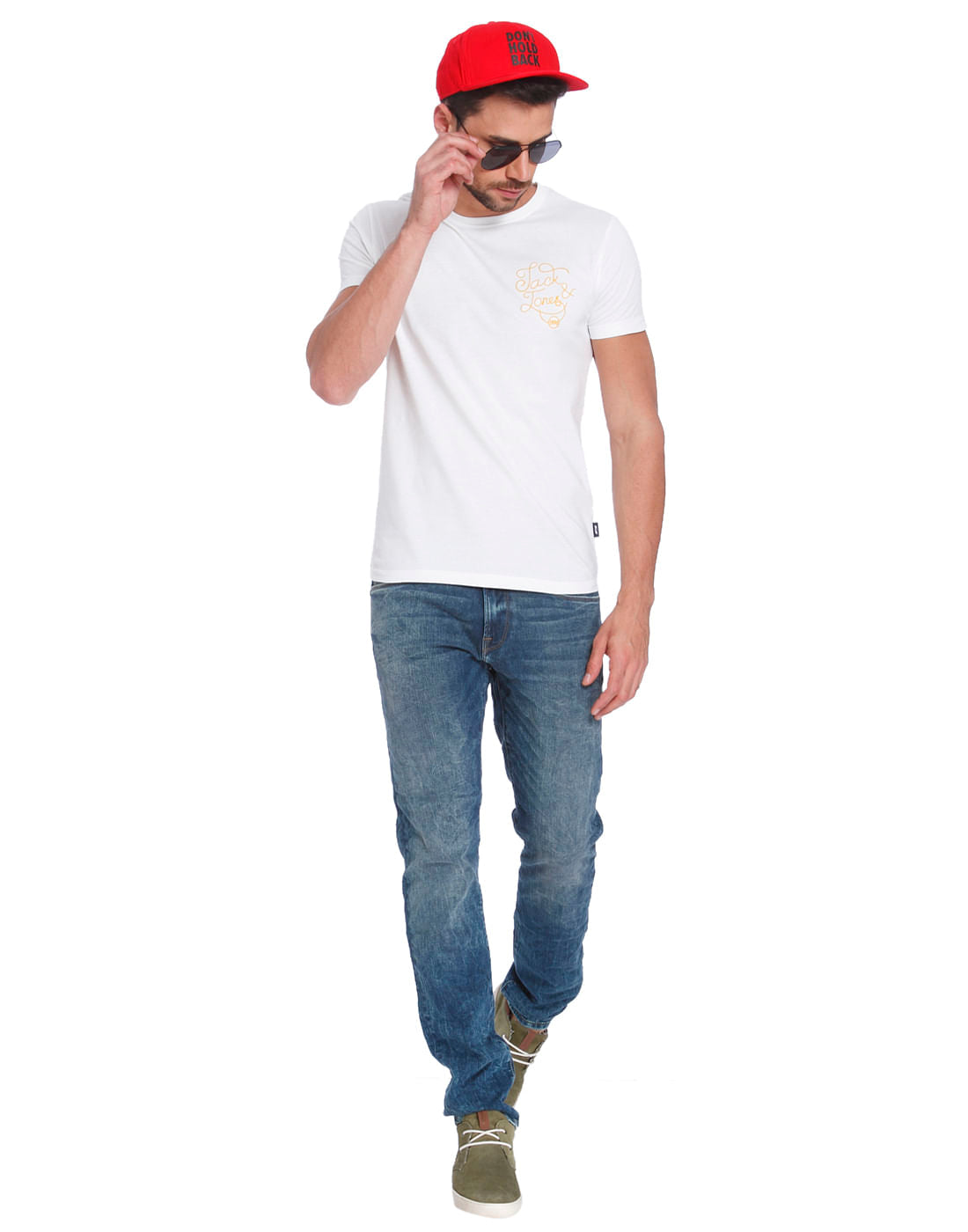 White Jj Logo Print Crew Neck T-Shirt