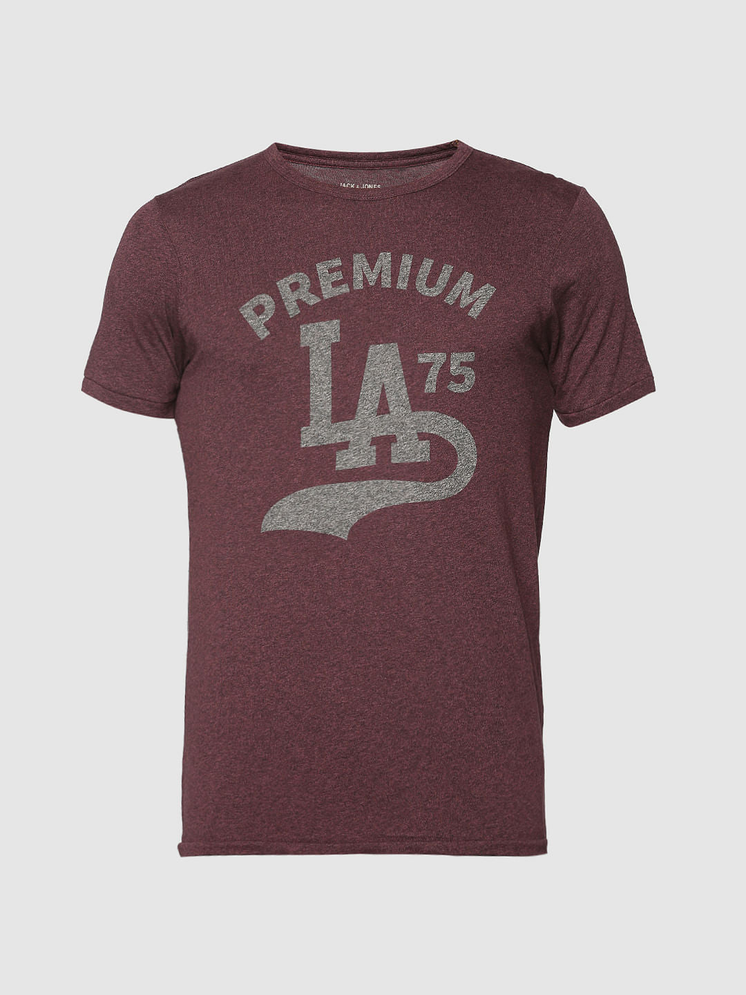 Burgundy Graphic Print Crew Neck T-Shirt