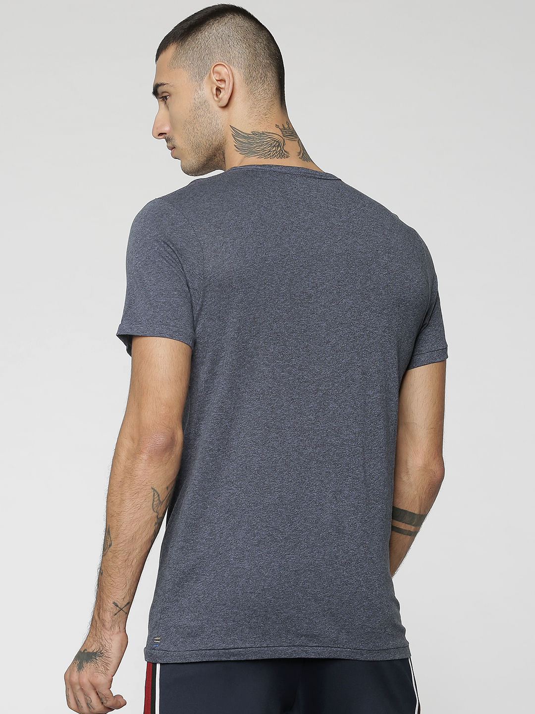 Grey Graphic Print Crew Neck T-Shirt