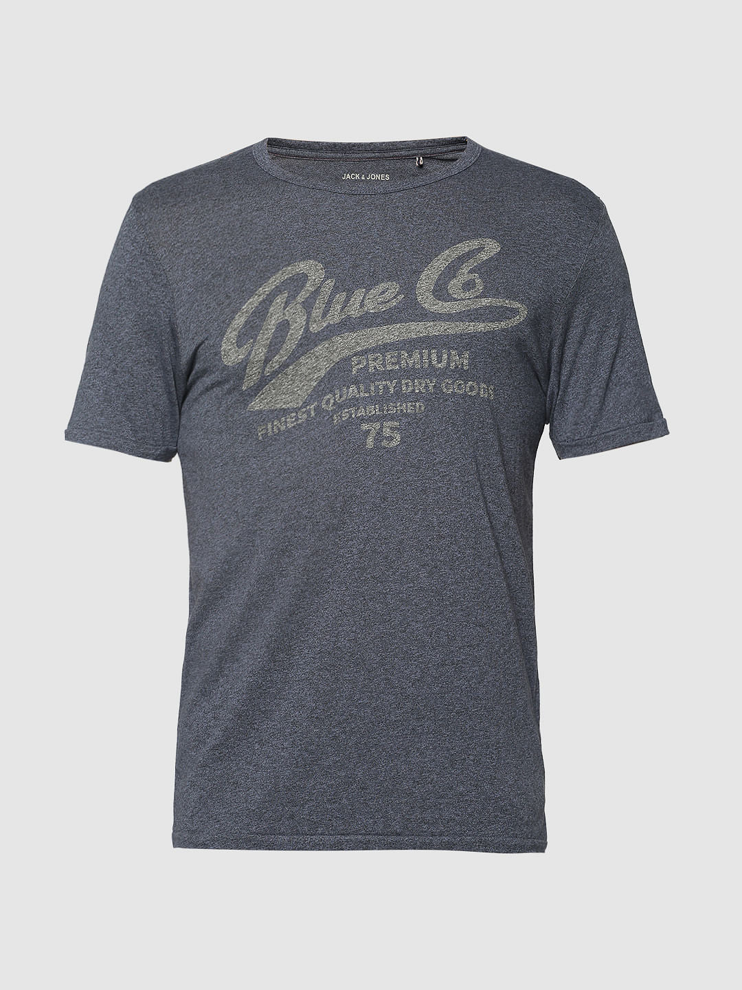 Grey Graphic Print Crew Neck T-Shirt