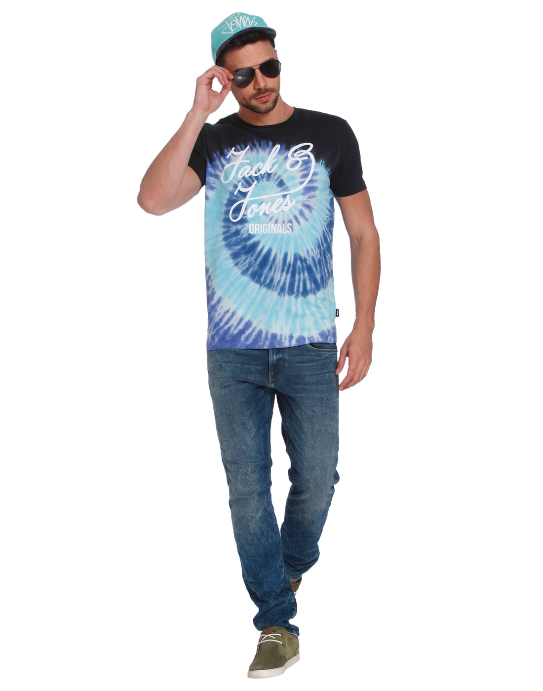 Blue Tye & Dye Print Crew Neck T-Shirt