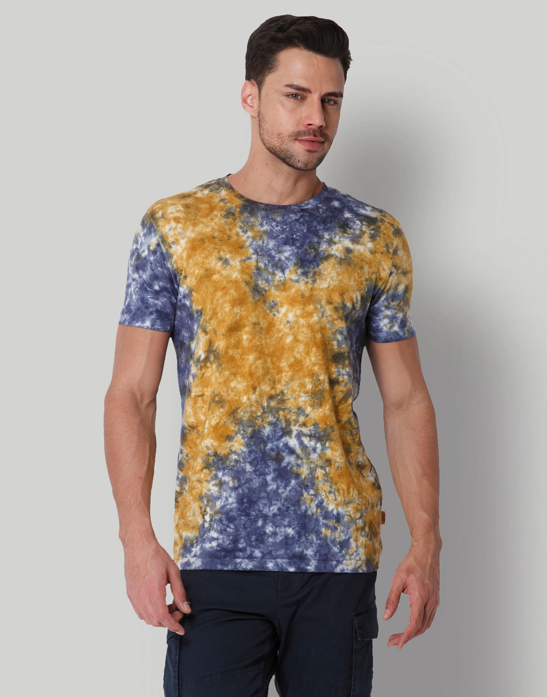 Brown Tye & Dye Crew Neck T-Shirt