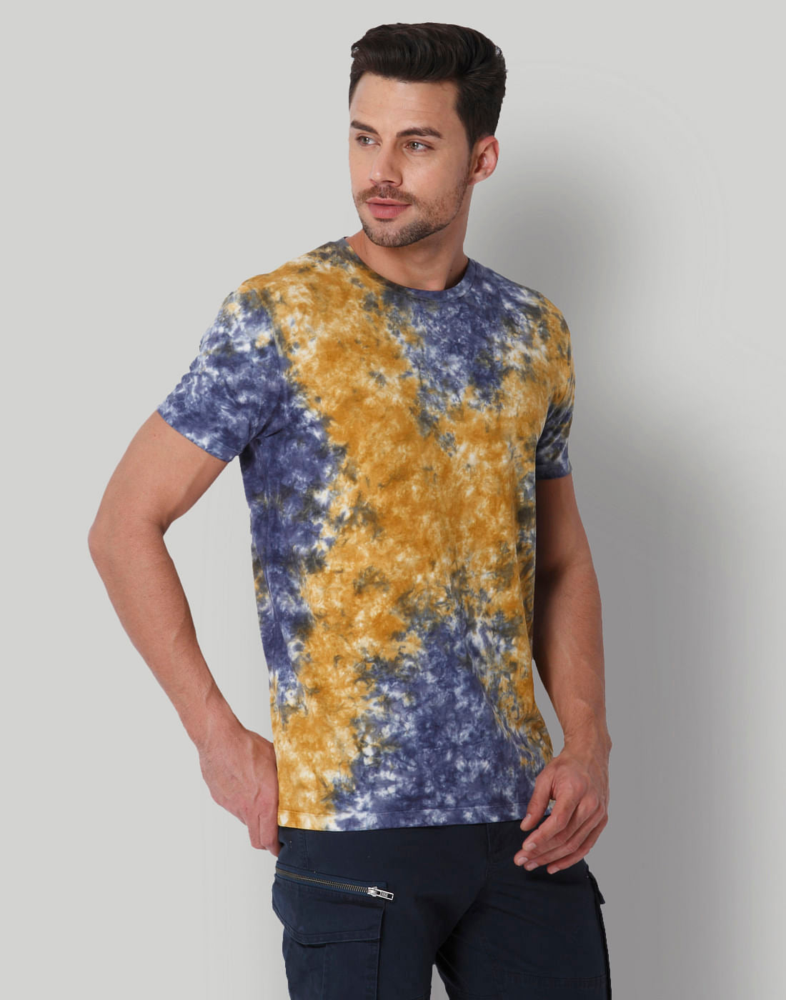 Brown Tye & Dye Crew Neck T-Shirt