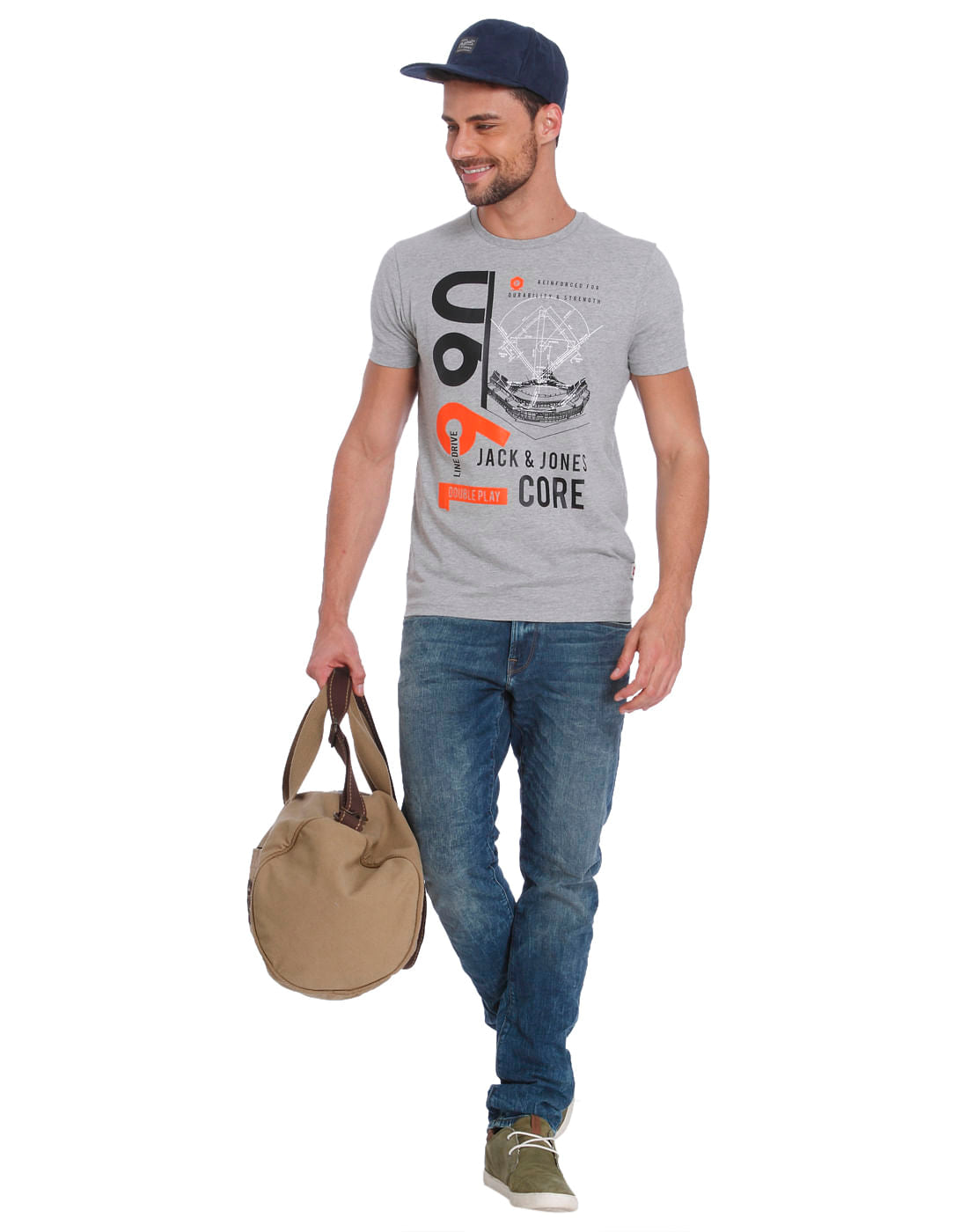 Grey Graphic Print Crew Neck T-Shirt
