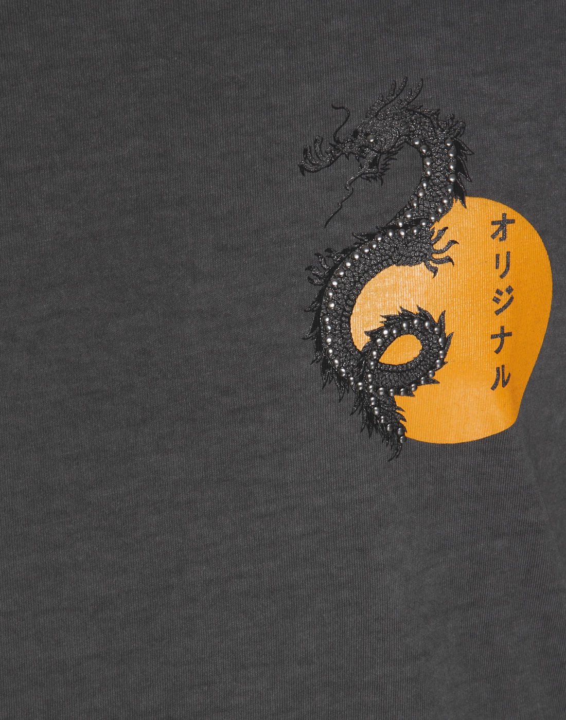 Dark Grey Dragon Print Crew Neck T-Shirt