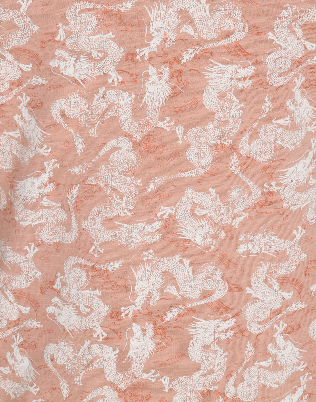 Peach Dragon Print Crew Neck T-Shirt