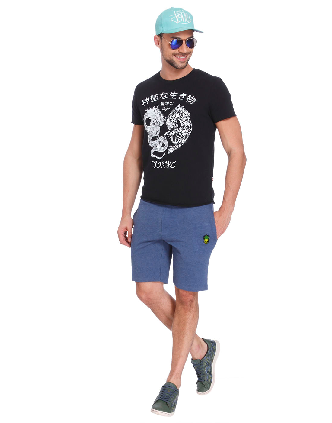 Black Dragon Print Crew Neck T-Shirt