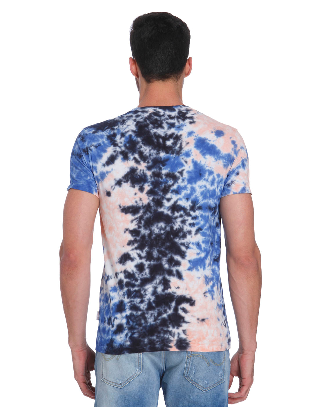 Blue Tye & Dye Print Crew Neck T-Shirt
