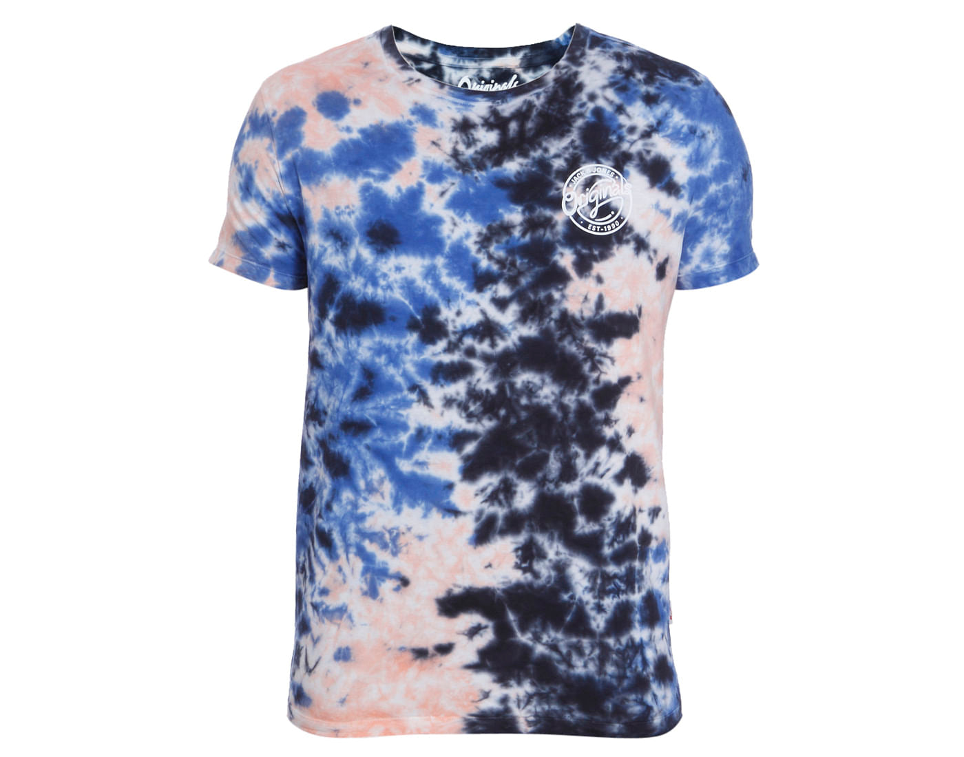 Blue Tye & Dye Print Crew Neck T-Shirt