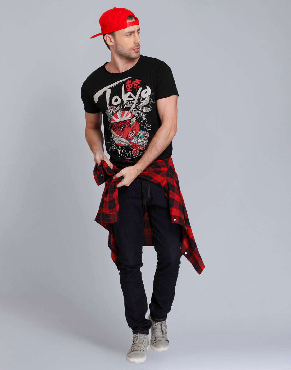 Black Tokyo Text Print Crew Neck T-Shirt