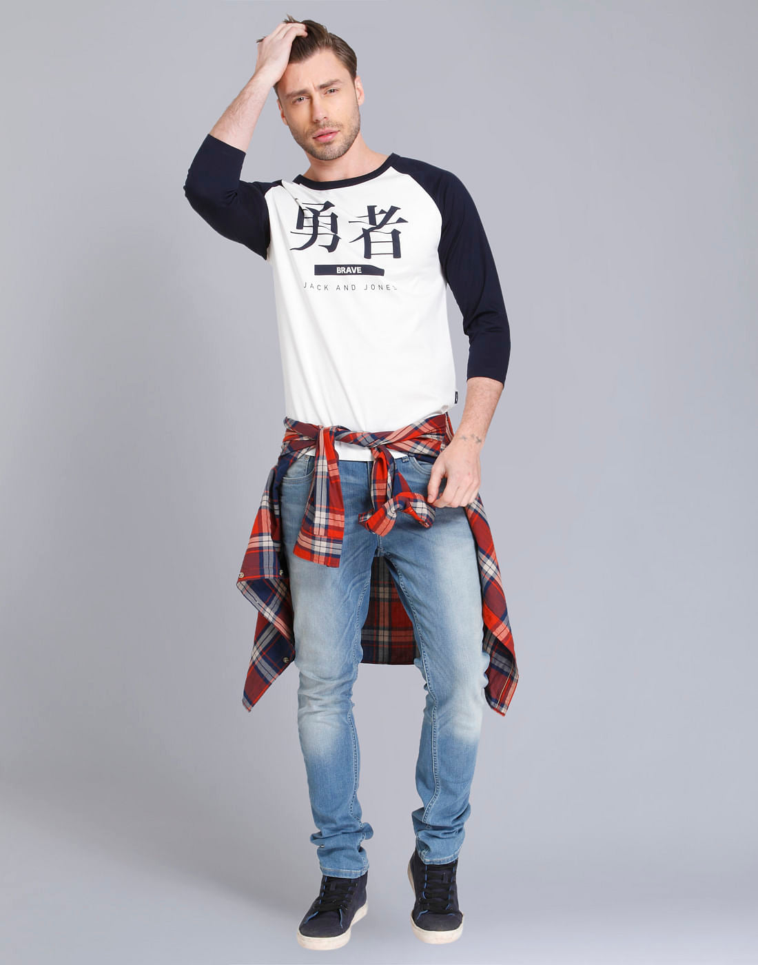 White & Black Text Print Crew Neck T-Shirt