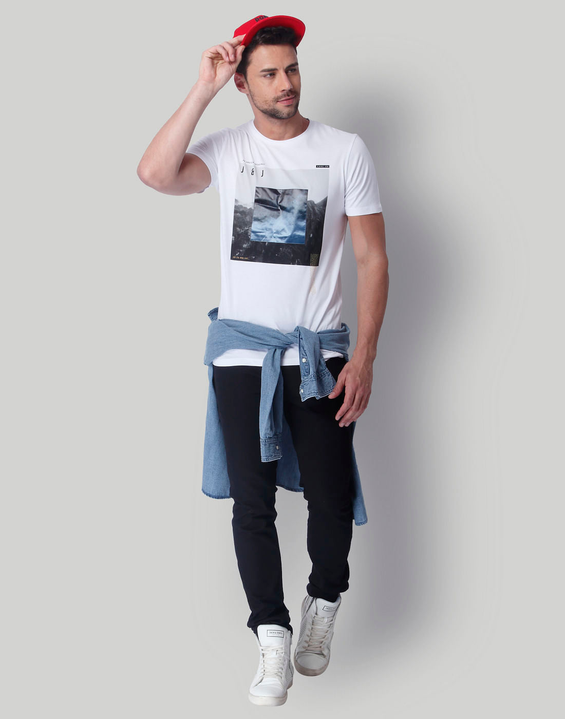 White Printed Crew Neck T-Shirt