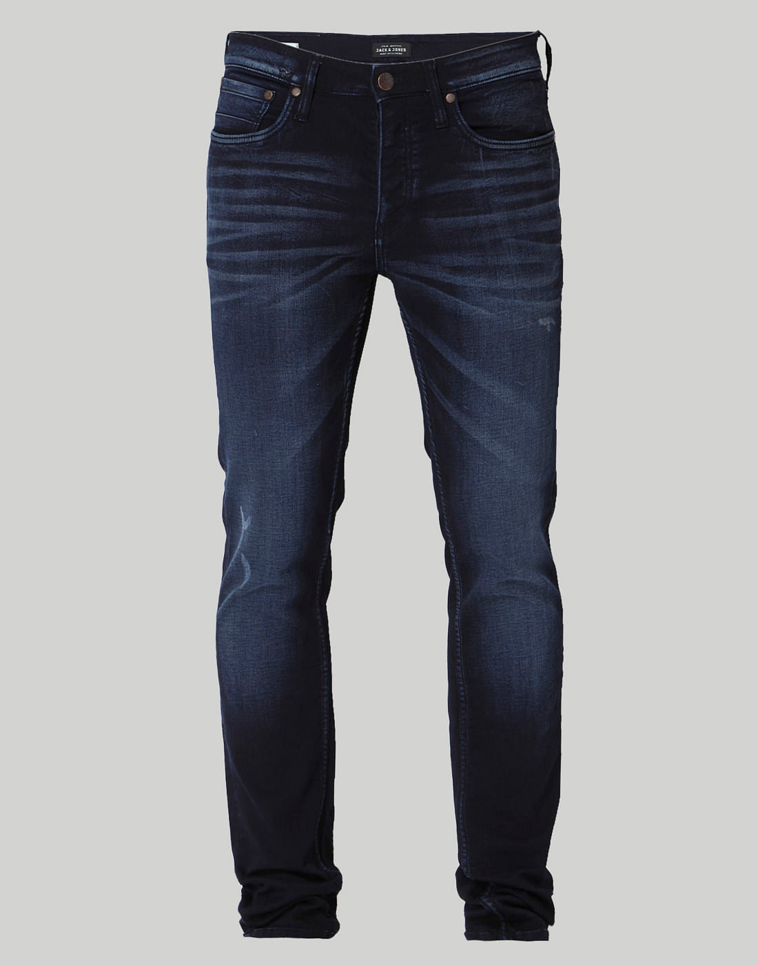 Blue Mild Distressed Low Rise Slim Fit Jeans