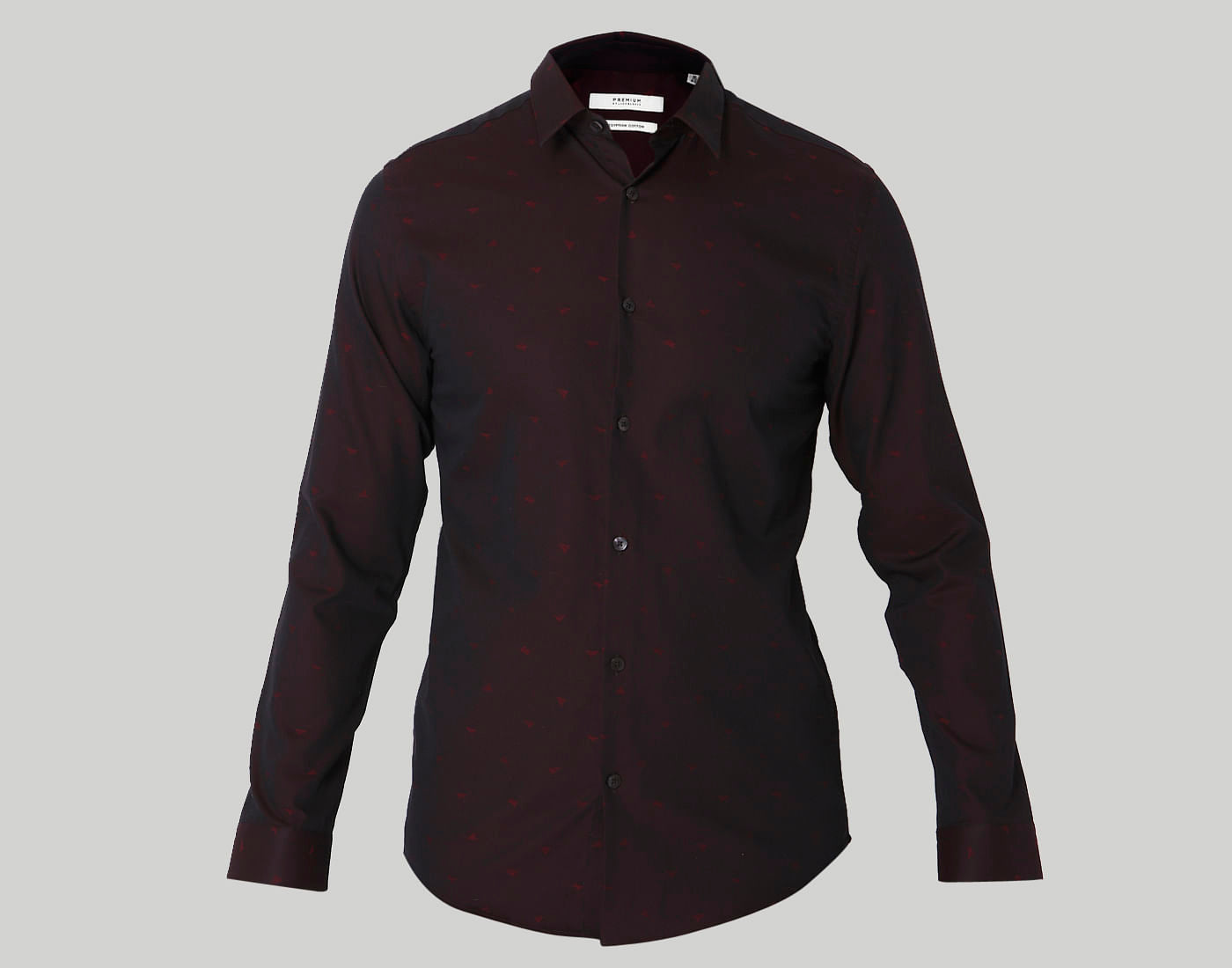 Burgundy Printed Slim Fit Shirt