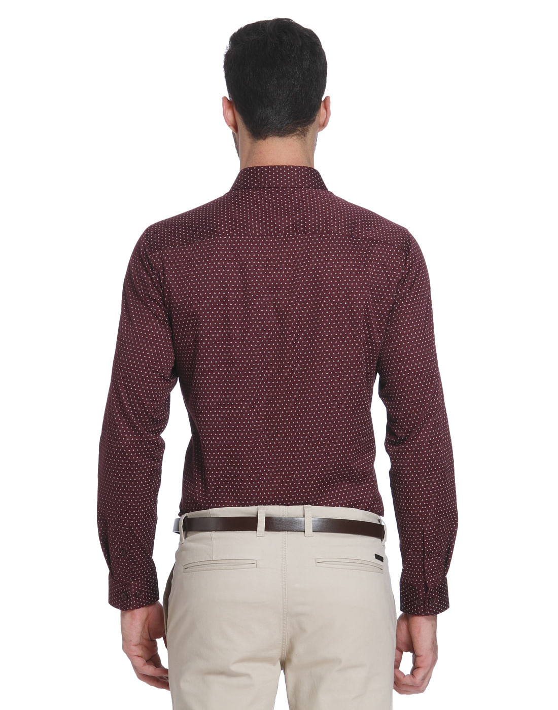 Burgundy Printed Slim Fit Shirt