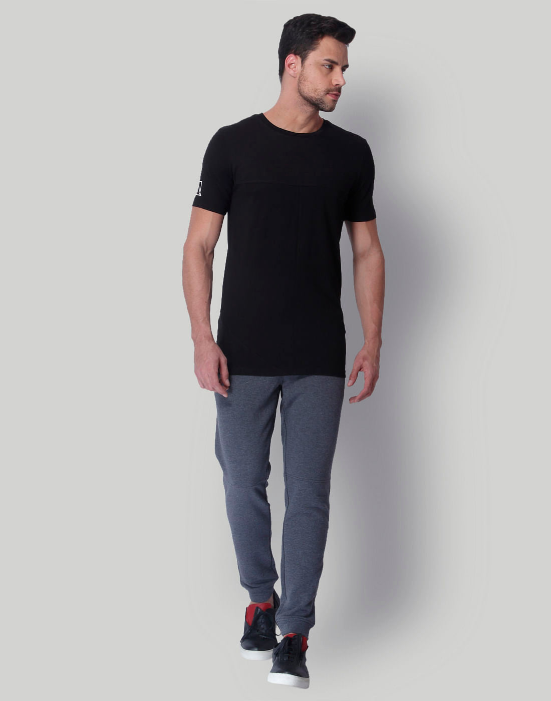 Black Graphic Print Crew Neck T-Shirt