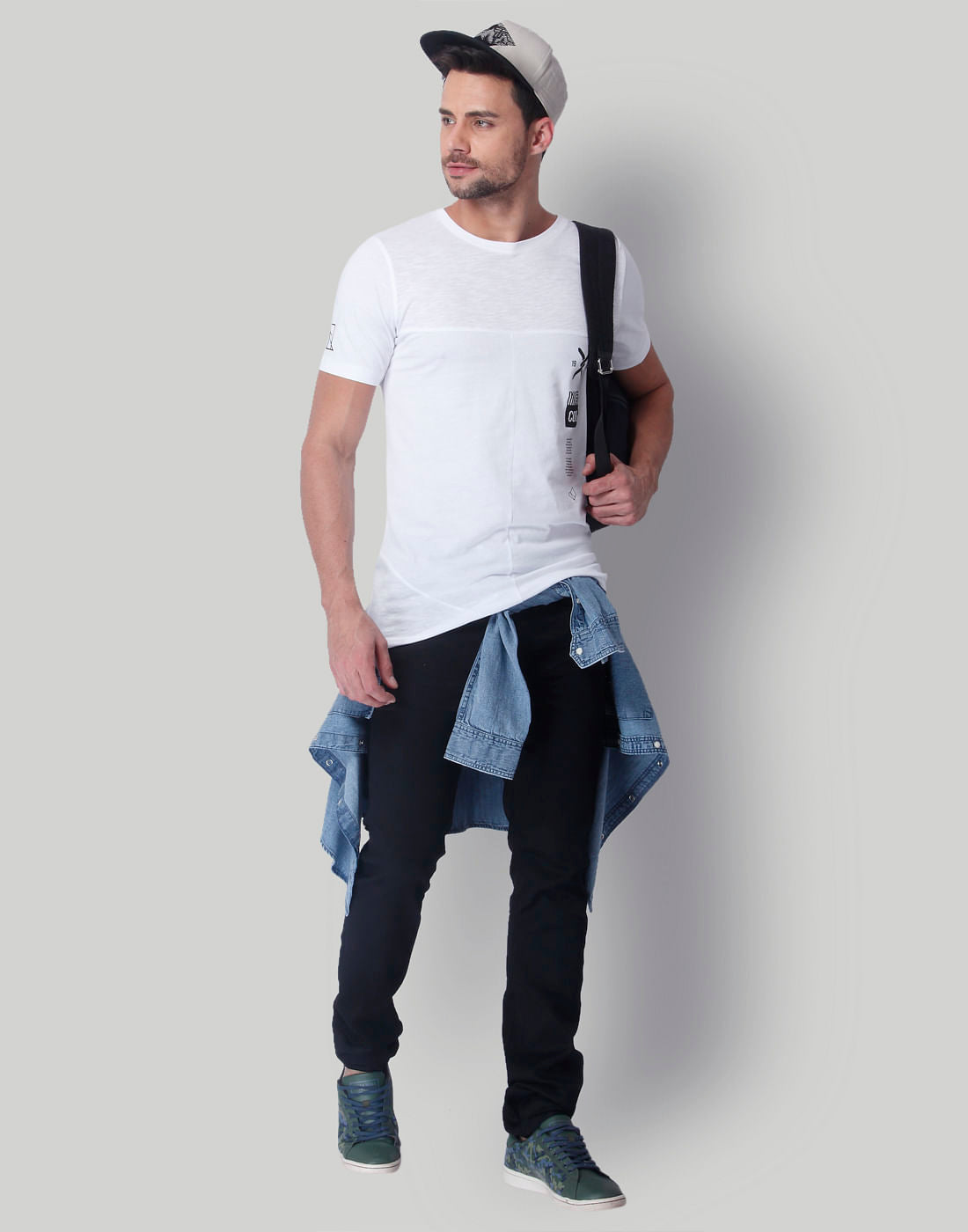 White Graphic Print Crew Neck T-Shirt