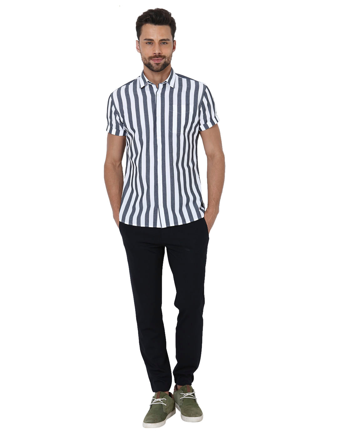 Black Striped Slim Fit Shirt