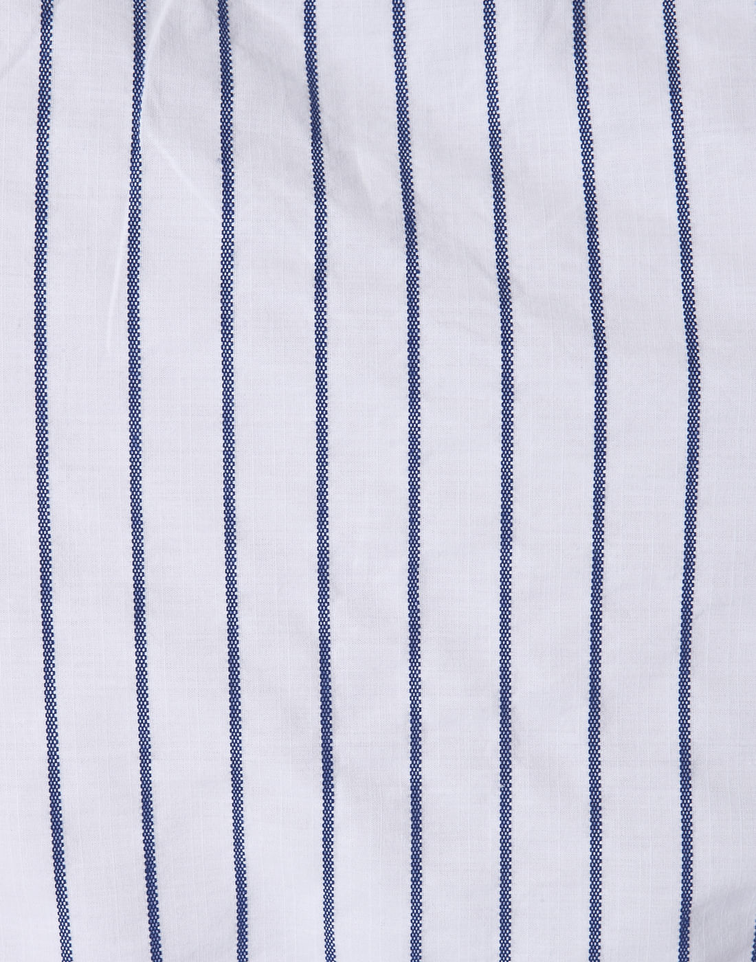 White Striped Mandarin Collar Shirt