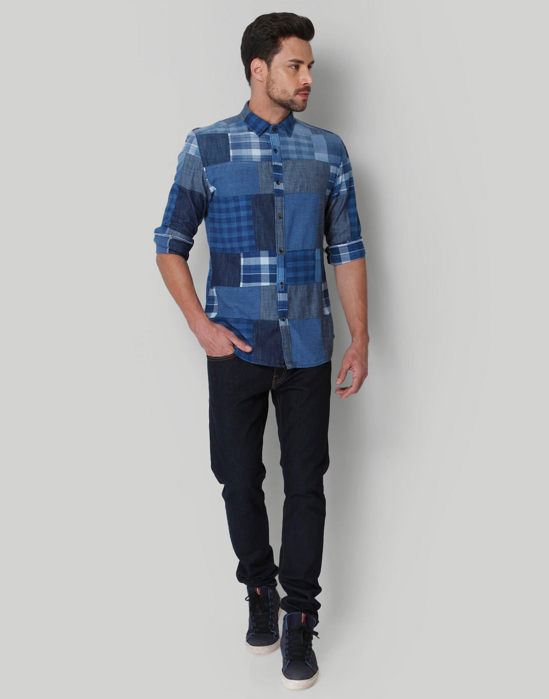 Blue & Grey Check Shirt