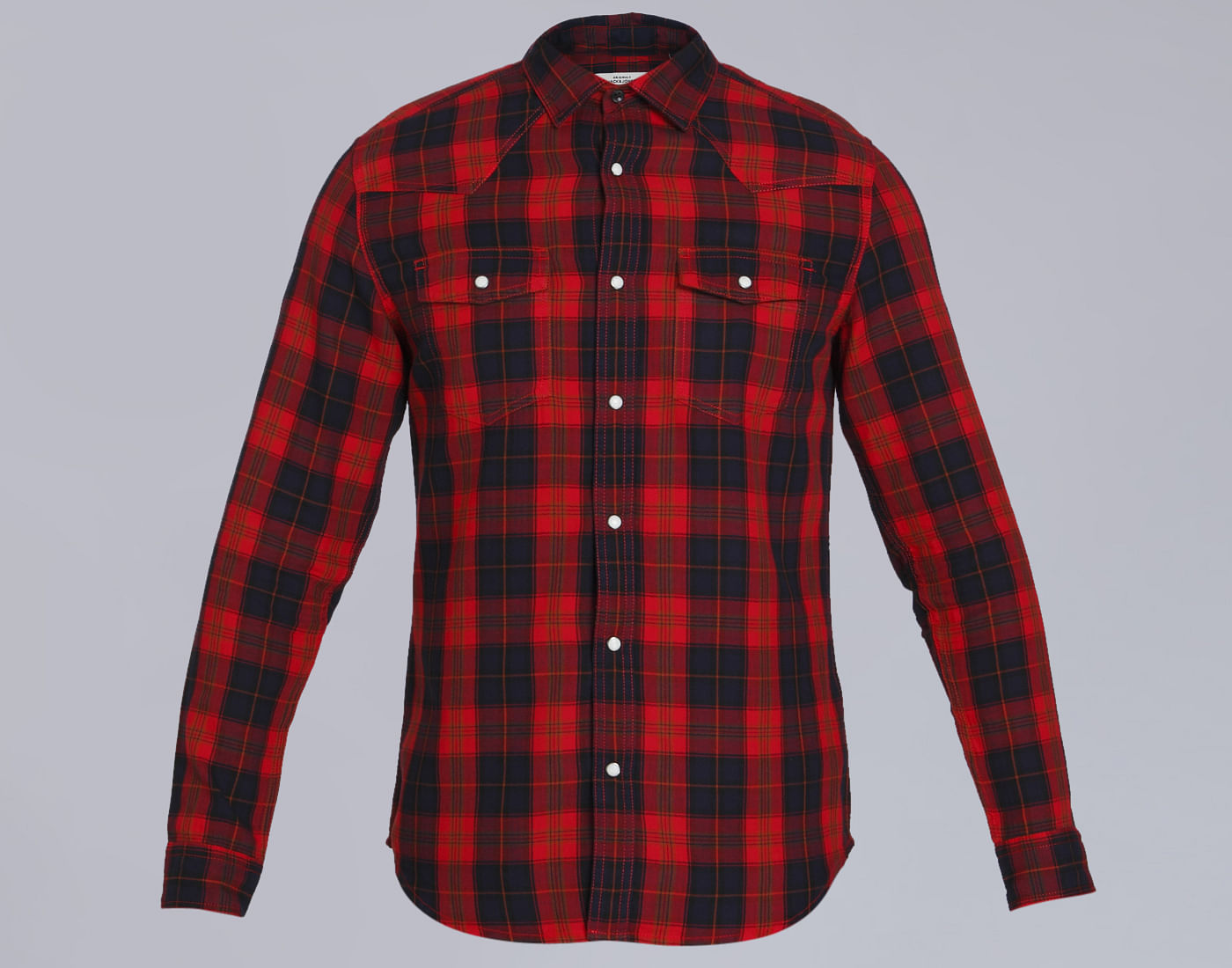Bright Red & Black Check Slim Fit Shirt
