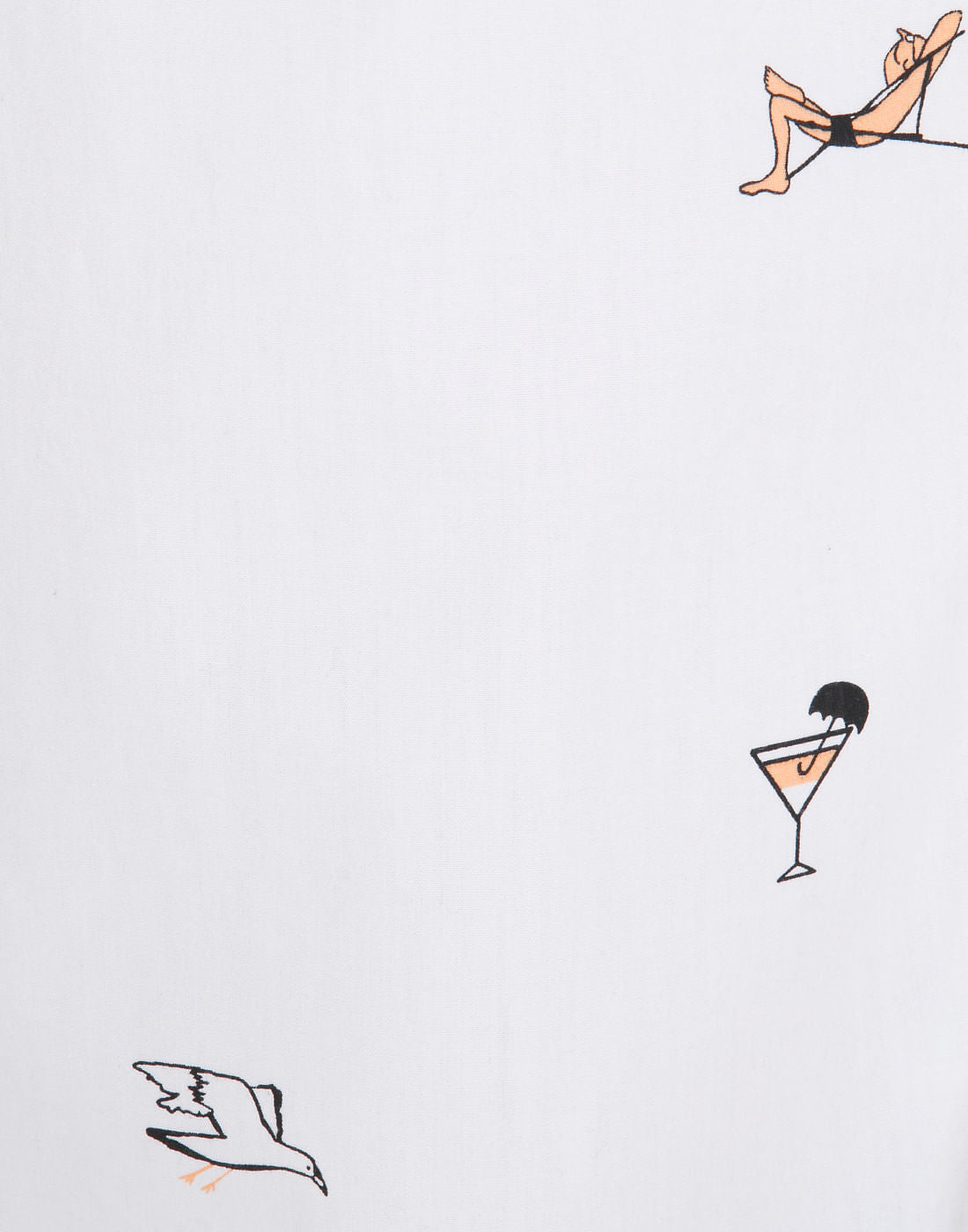 White Seagull Printed Slim Fit Shirt