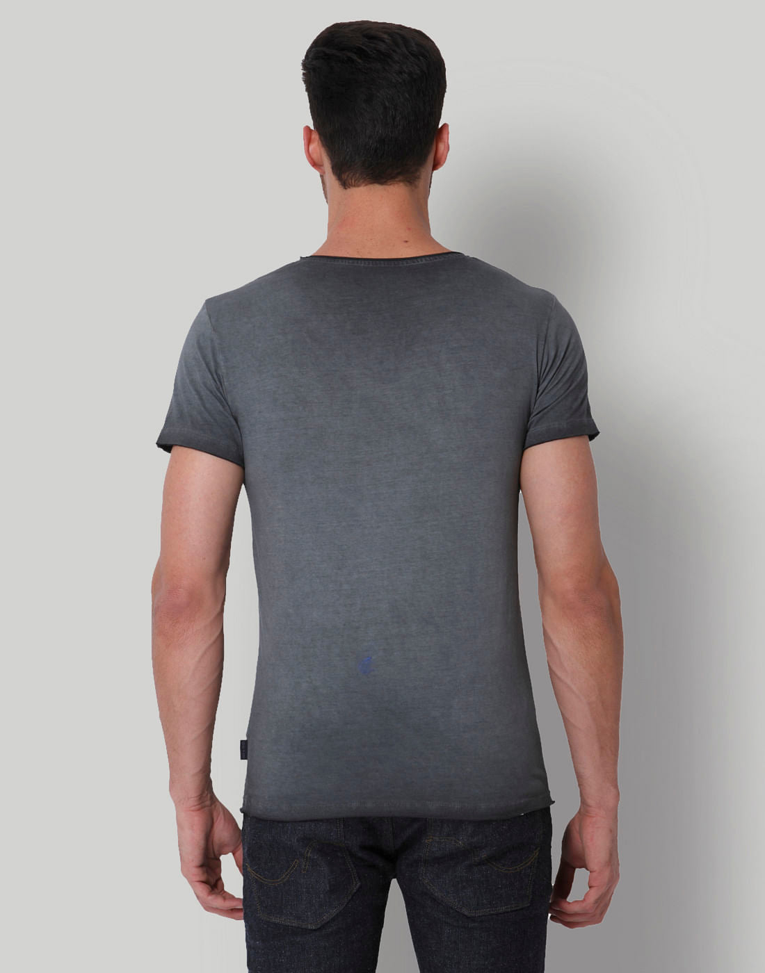 Grey Text Print Crew Neck T-Shirt