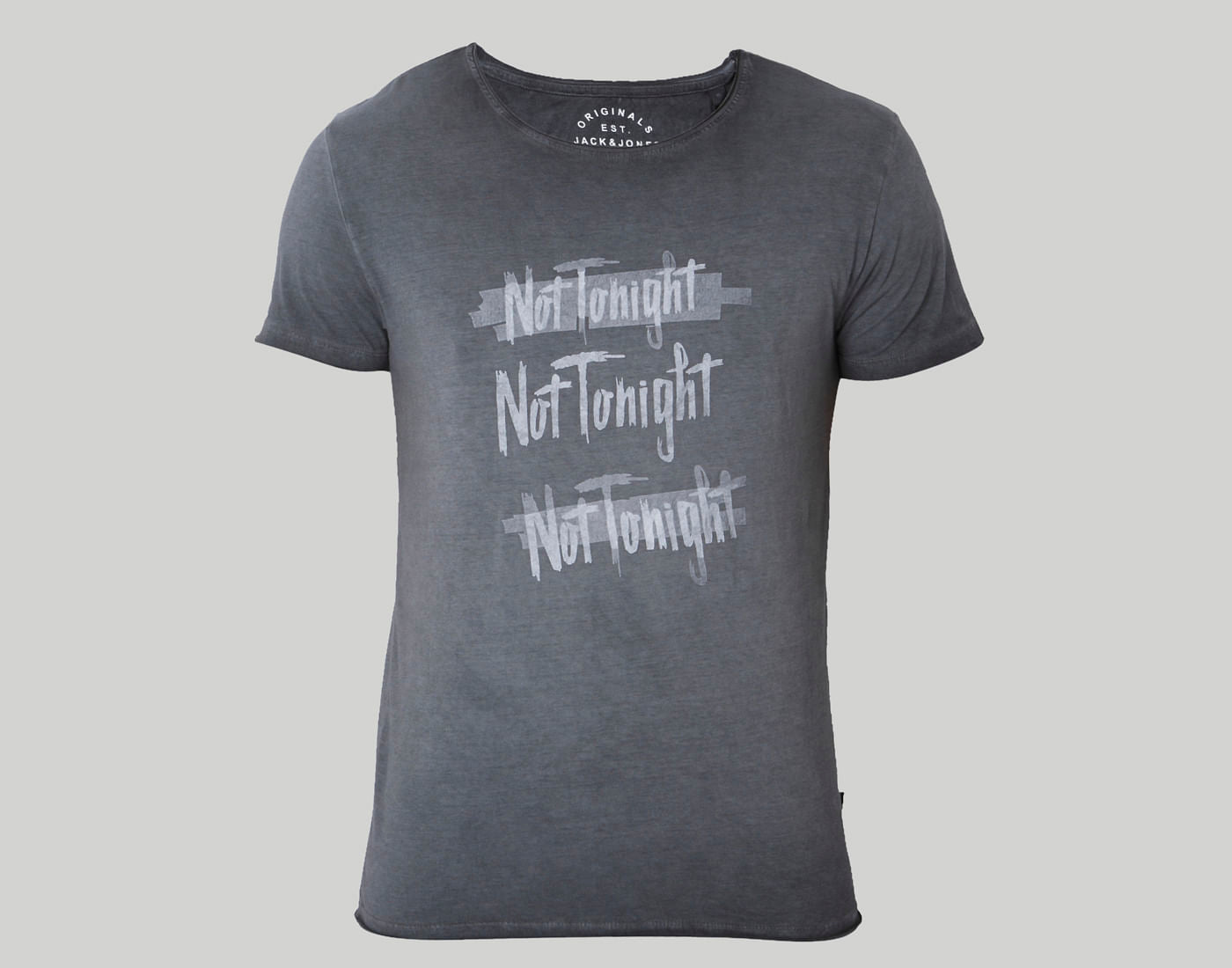 Grey Text Print Crew Neck T-Shirt