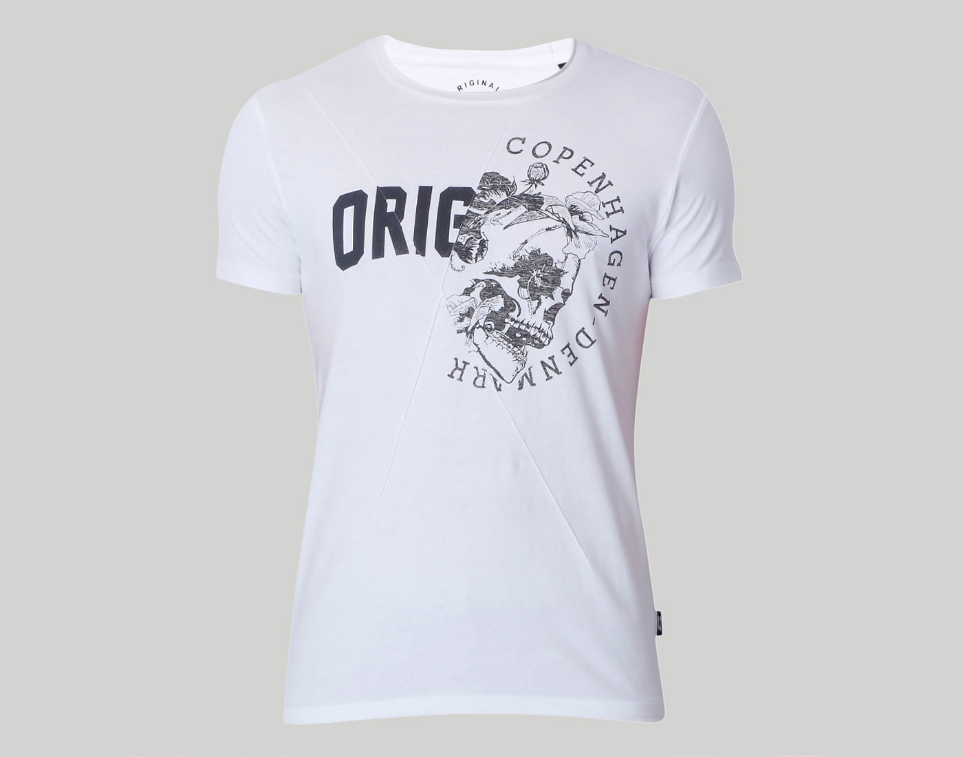 White Skull Print Crew Neck T-Shirt
