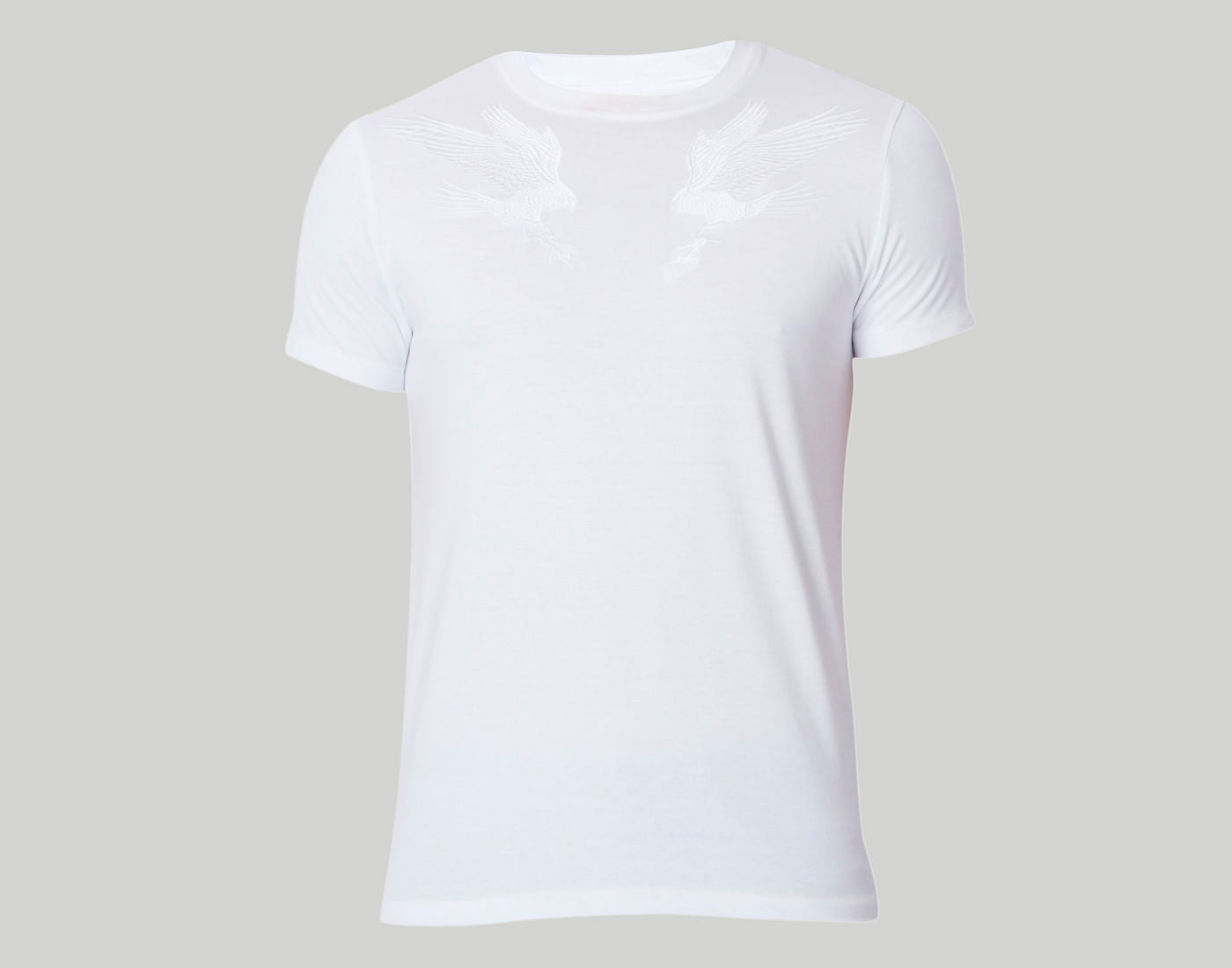 White Falcon Print Crew Neck T-Shirt