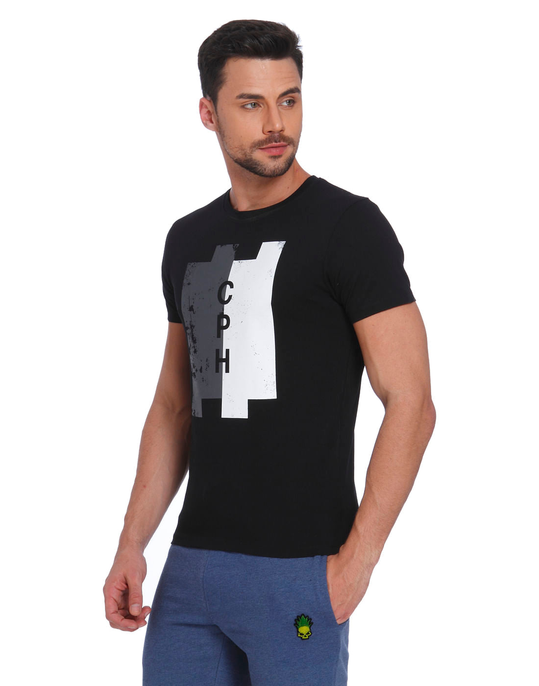 Black & White Print Crew Neck T-Shirt