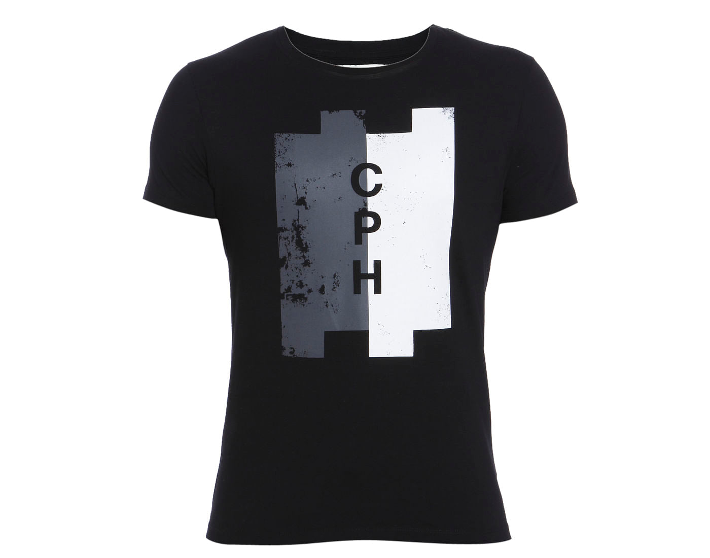 Black & White Print Crew Neck T-Shirt