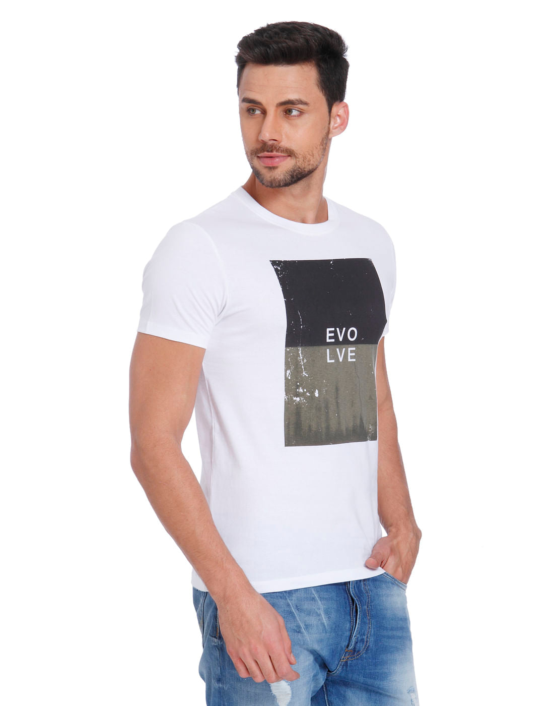White Graphic Print Crew Neck T-Shirt