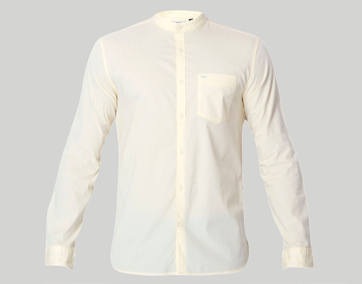 Lemon Yellow Mandarin Collar Slim Fit Shirt