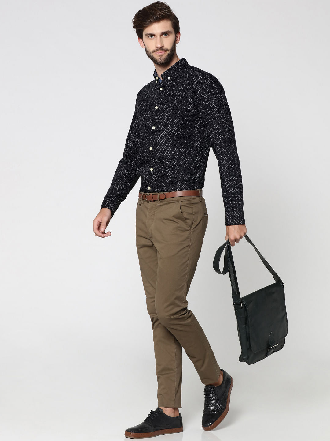 Black All Over Print Full Sleeves Shirt
