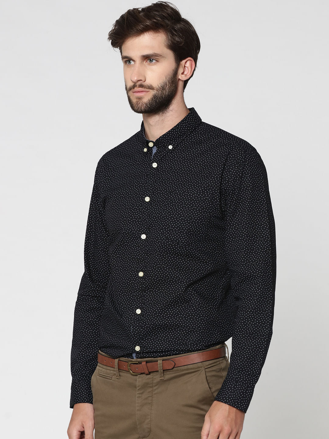 Black All Over Print Full Sleeves Shirt