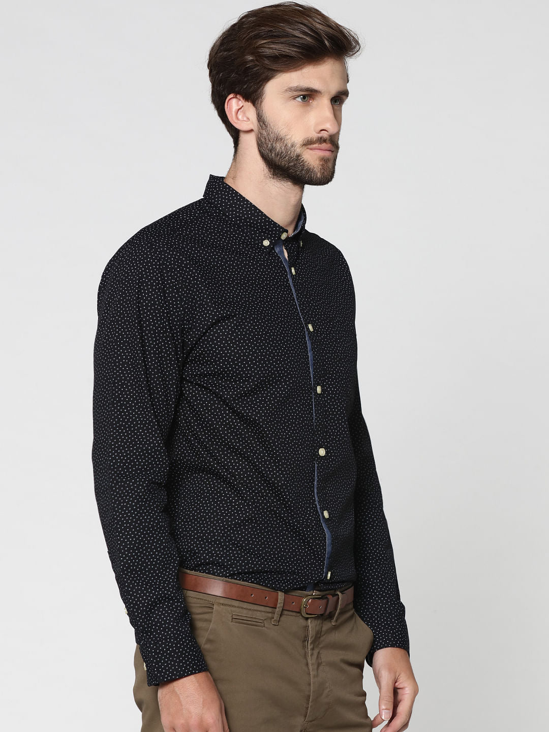 Black All Over Print Full Sleeves Shirt
