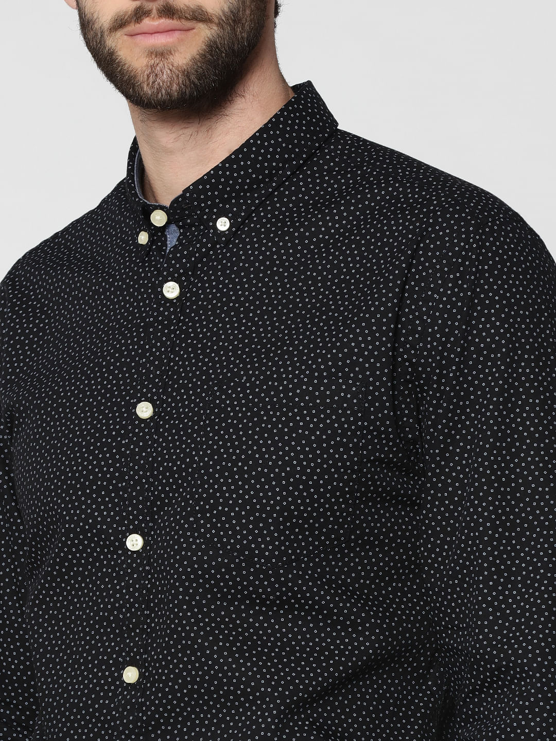 Black All Over Print Full Sleeves Shirt
