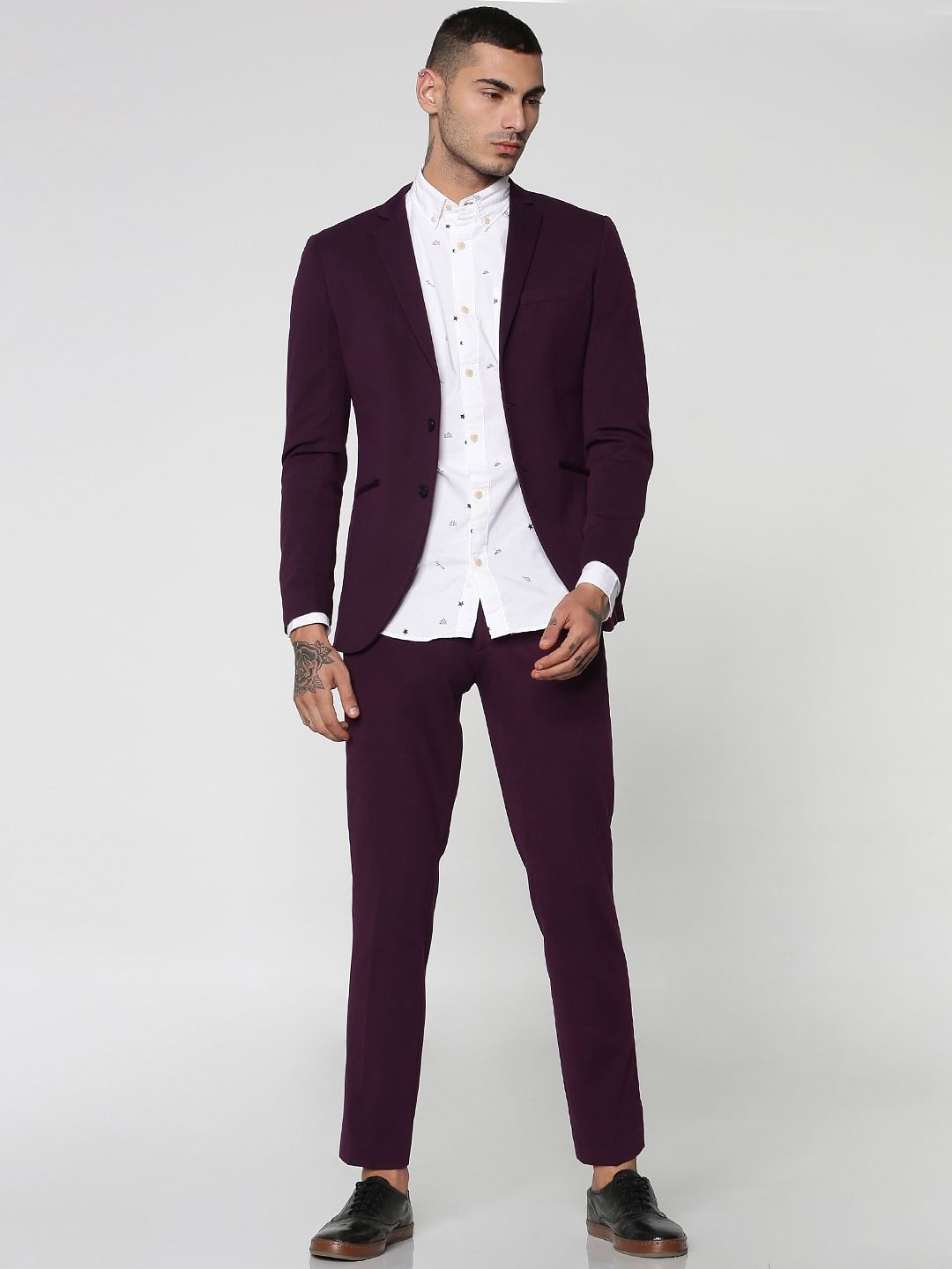 White All Over Print Full Sleeves Slim Fit Shirt
