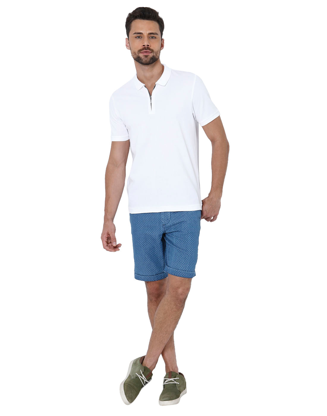 White Zip Up Polo T-Shirt