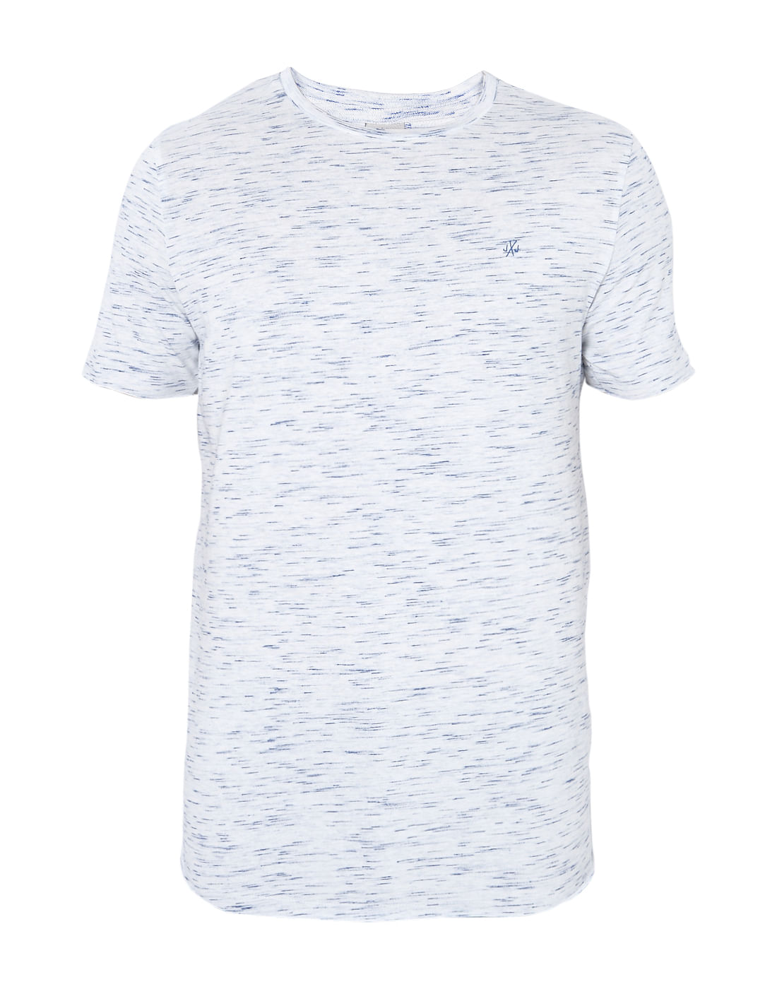 White Self Design Crew Neck T-Shirt
