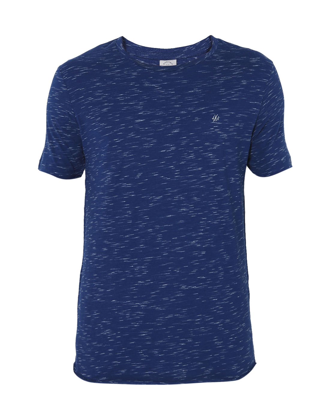 Blue Self Design Crew Neck T-Shirt