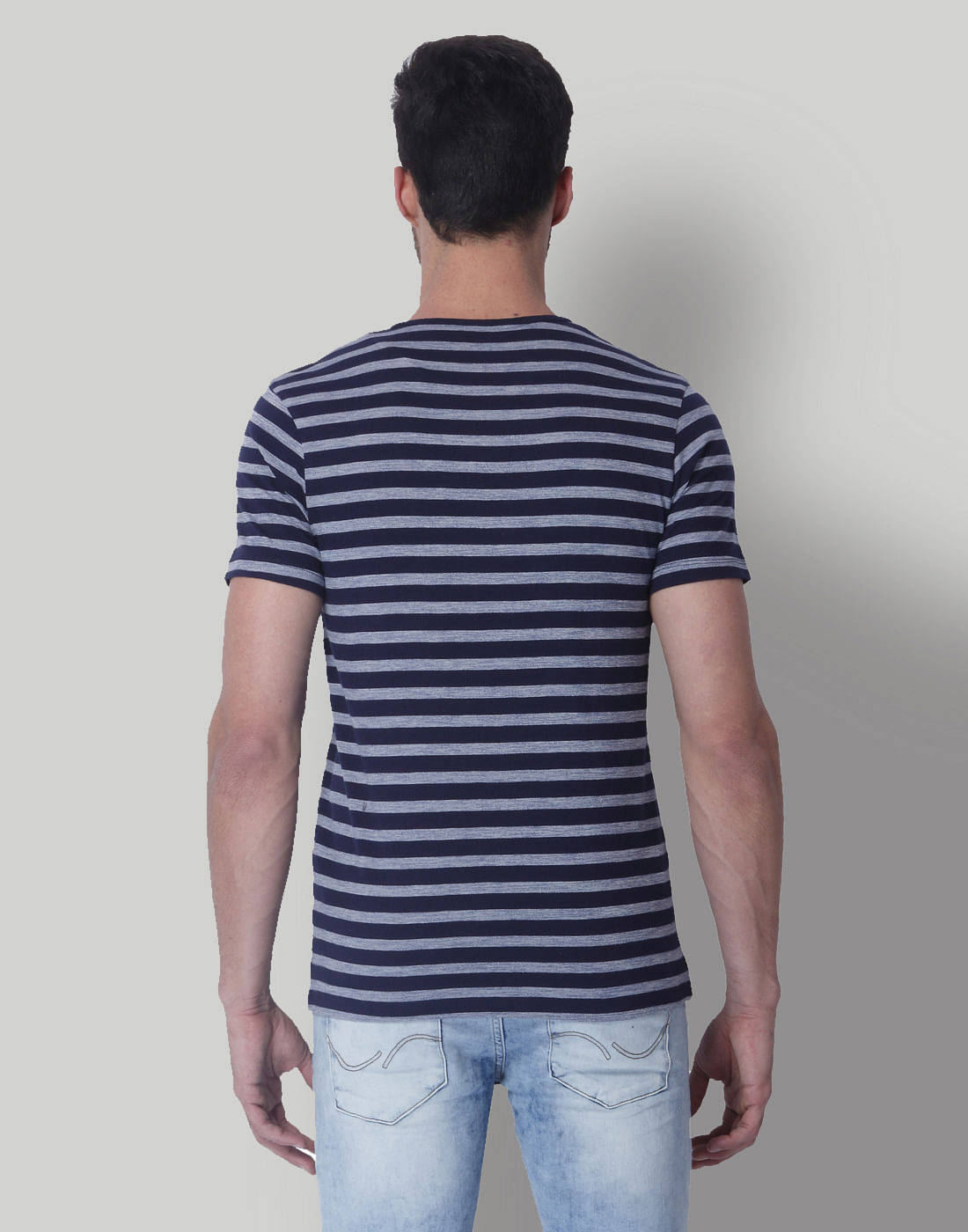 Blue Striped Crew Neck T-Shirt