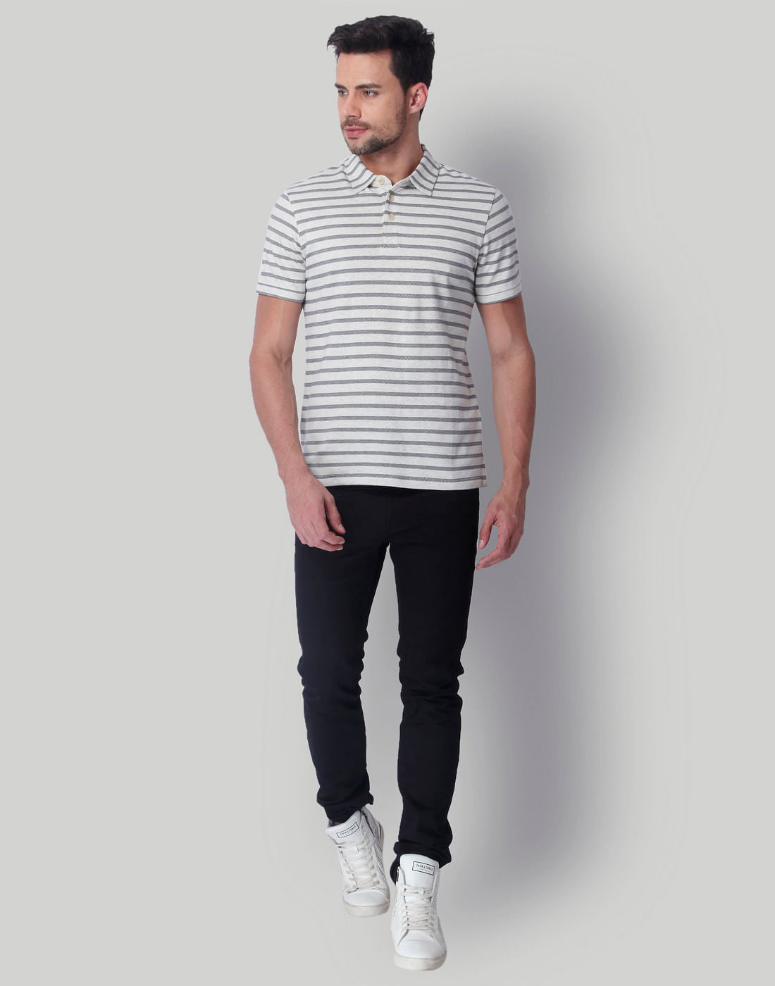 White Striped Polo T-Shirt