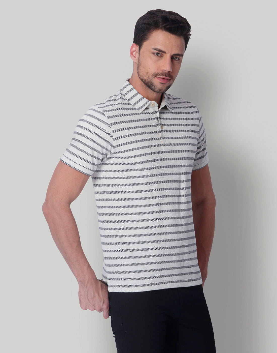 White Striped Polo T-Shirt