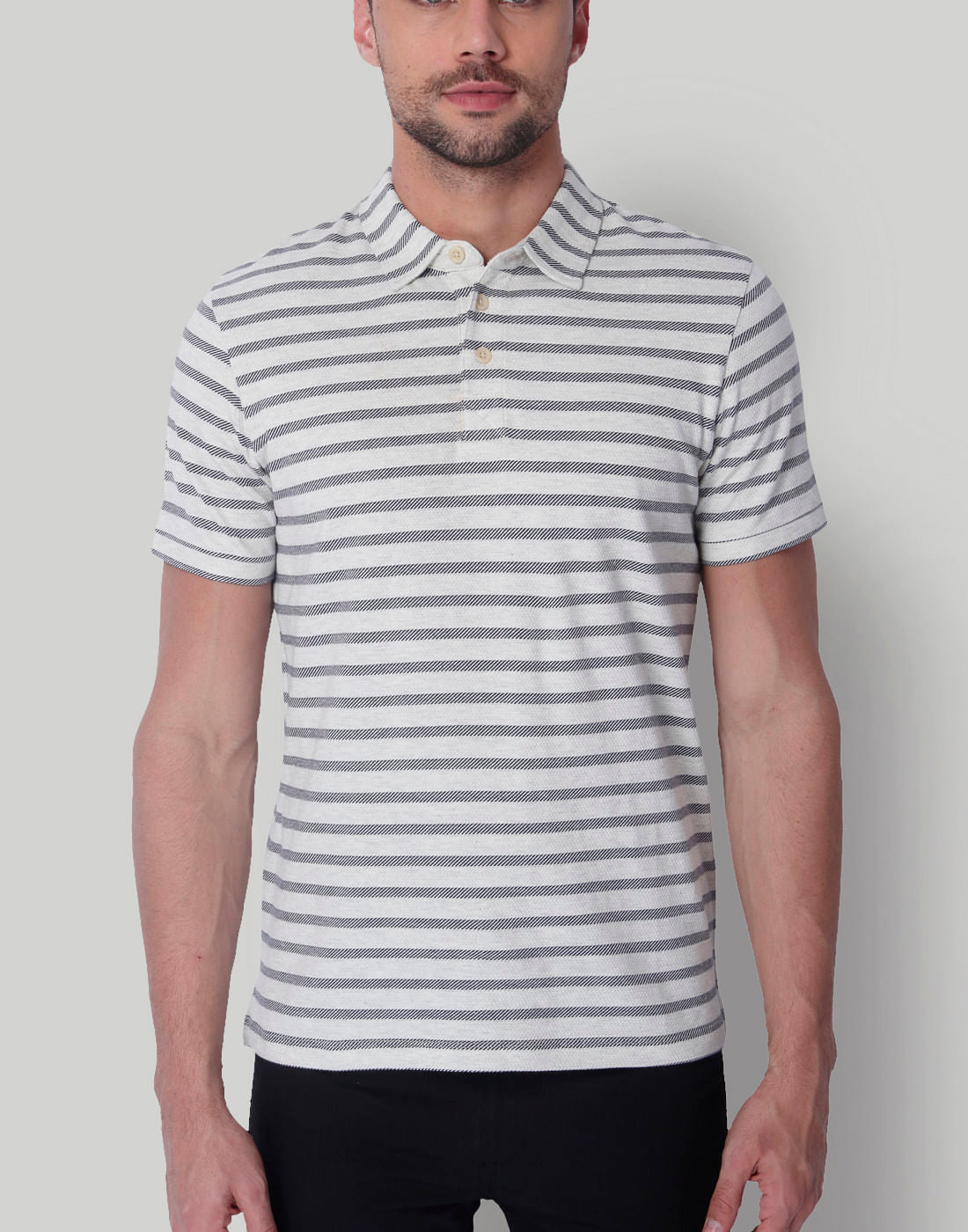 White Striped Polo T-Shirt