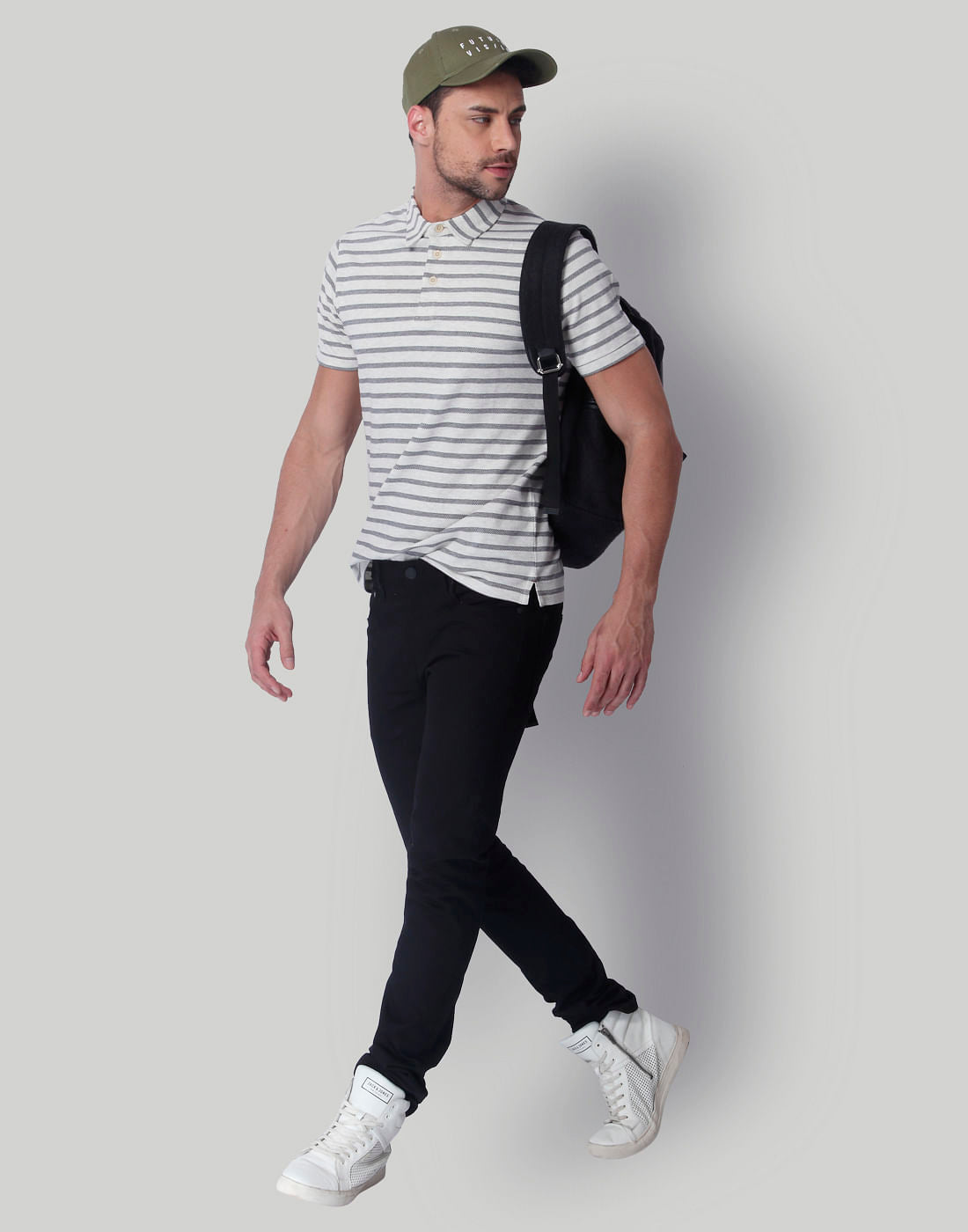 White Striped Polo T-Shirt