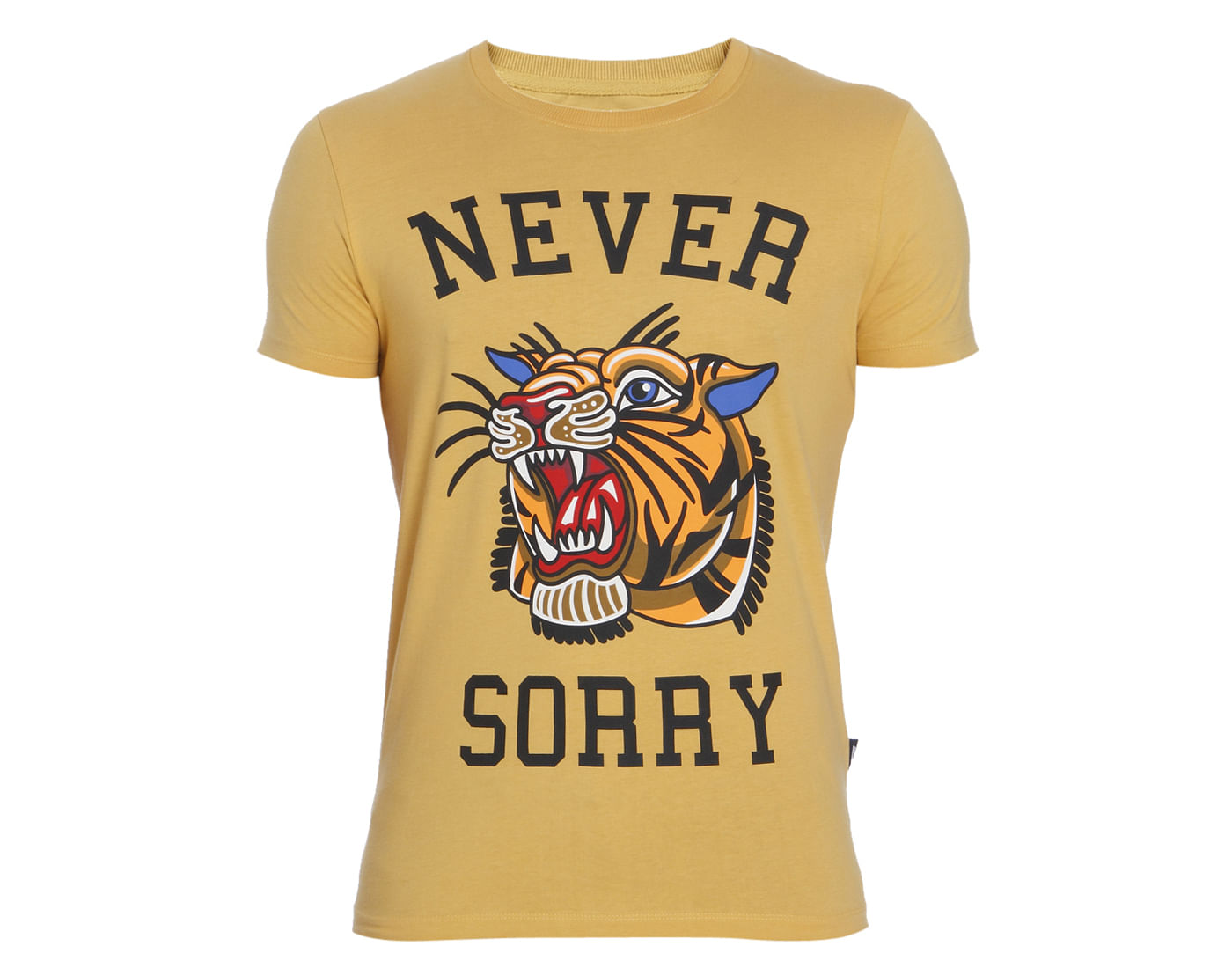 Yellow Tiger Print Crew Neck T-Shirt