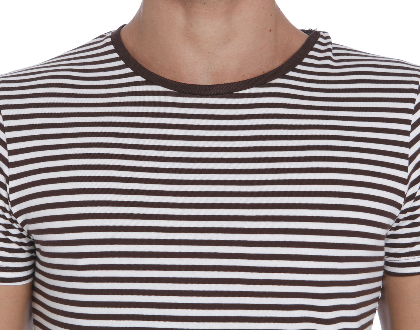 Brown Striped Crew Neck T-Shirt