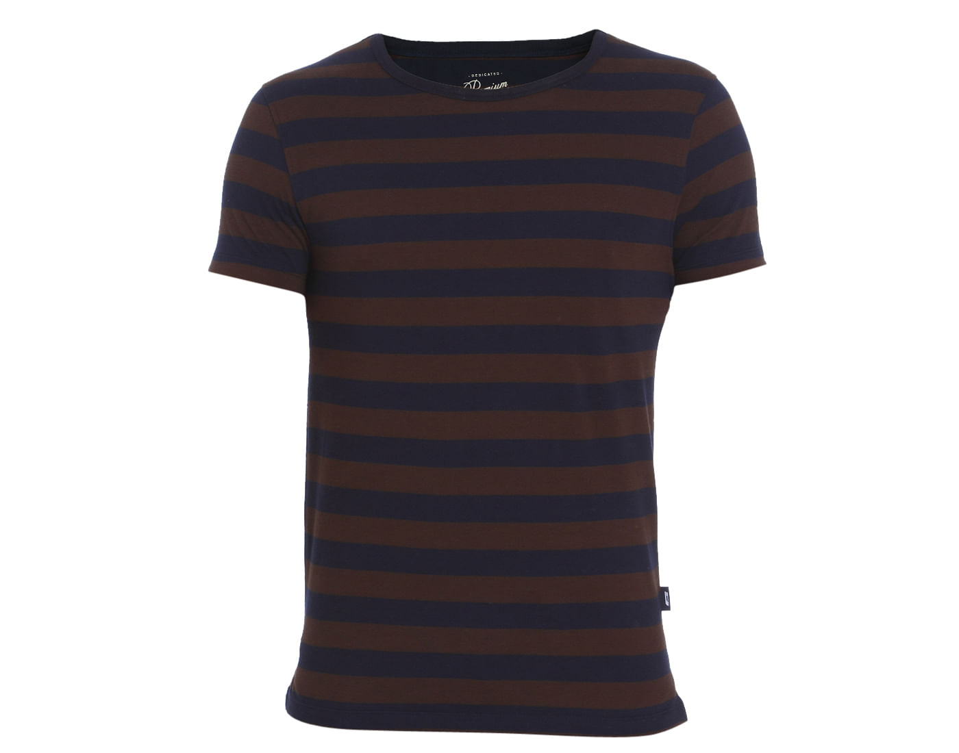 Dark Blue & Brown Striped Crew Neck T-Shirt